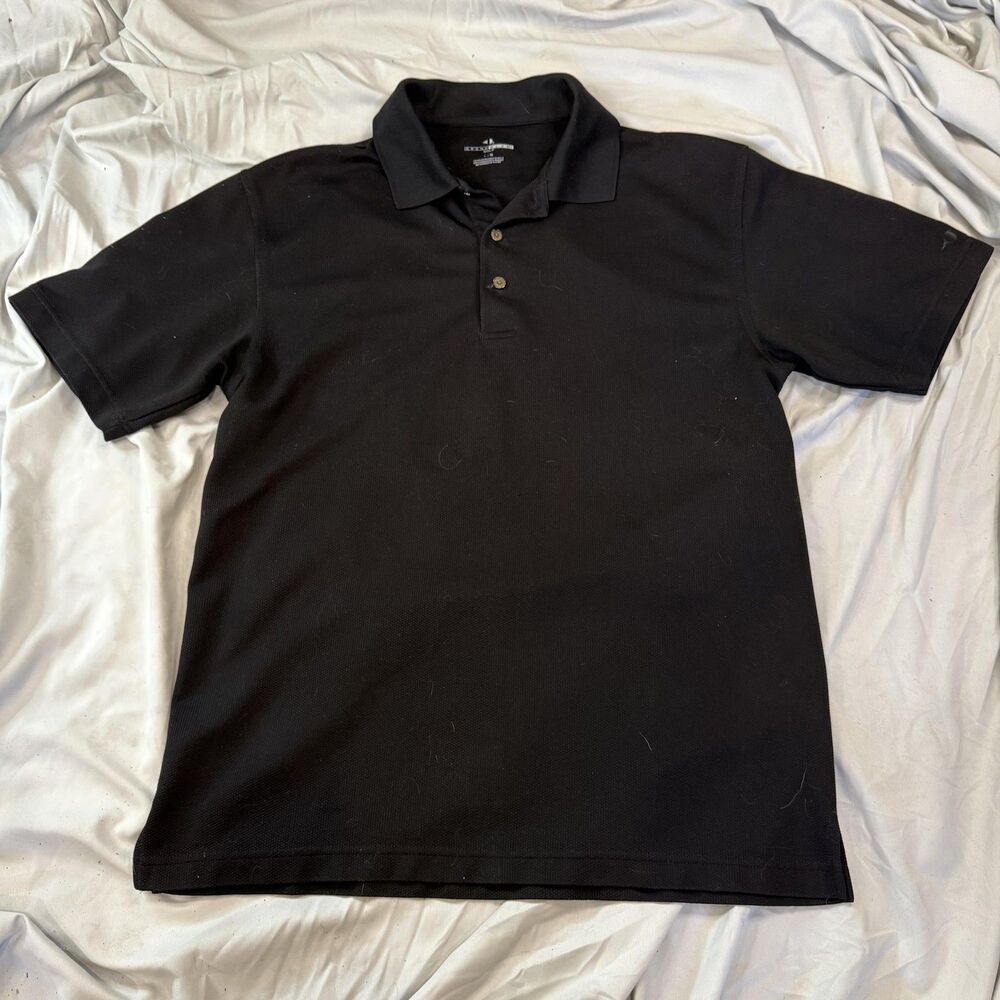 Grand Slam Polo Shirt Mens Large Black Short Sleeve Collared Golf Polyester